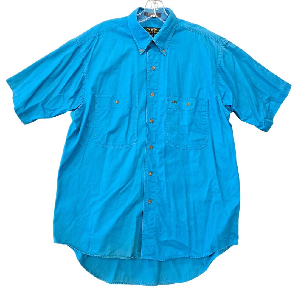 Colours Blue Button Down Shirt Short Sleeves Lightweight Mens Size M 15 15.5 Top